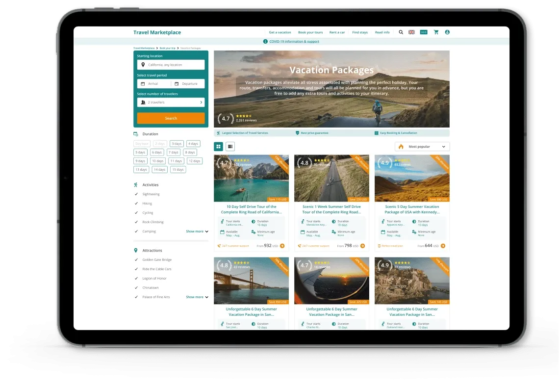 tablet travel marketplace